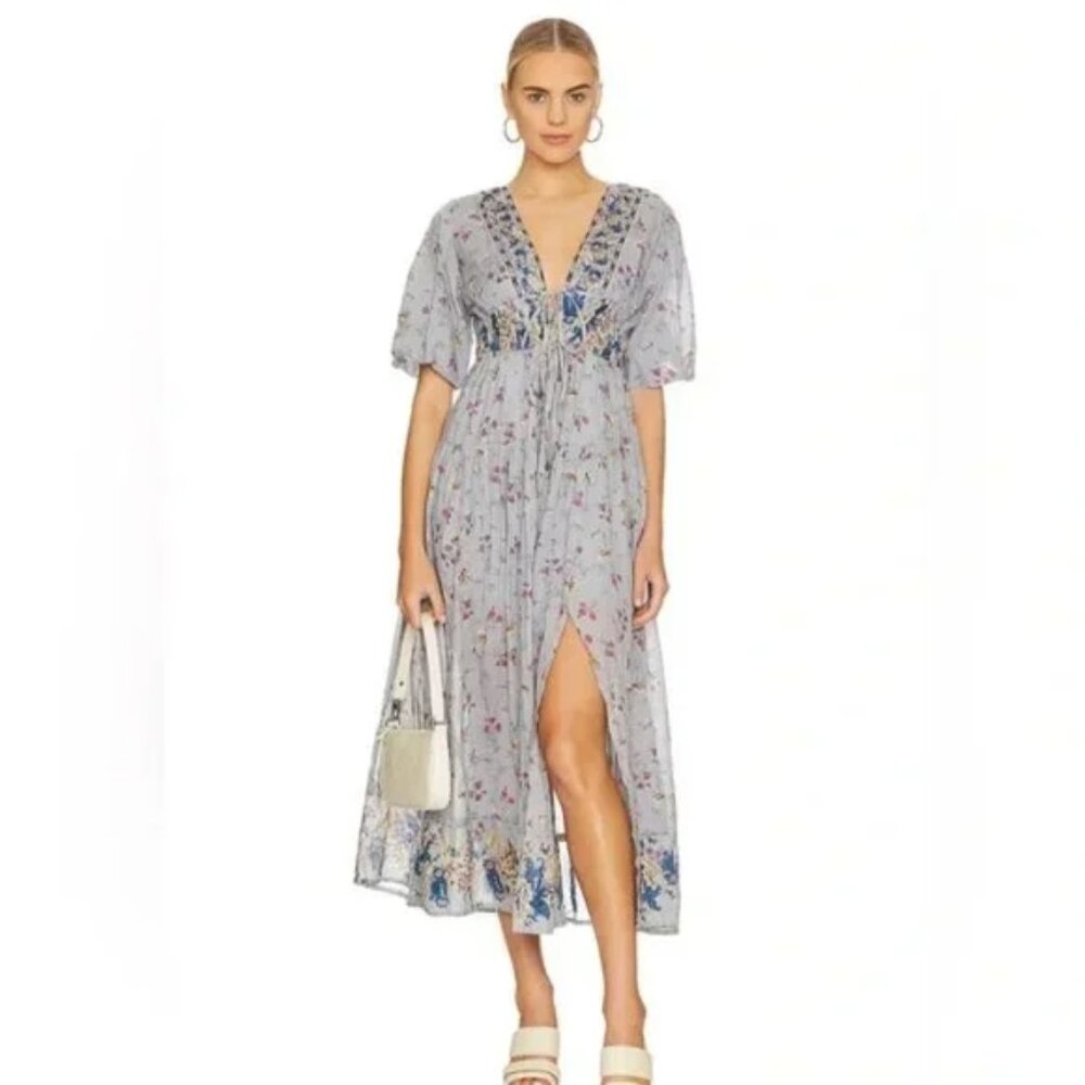 Free People Lysette Flowy Maxi Dress - Bluebell Combo Size XS EUC - LIKE NEW